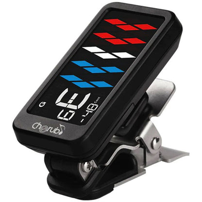 Cherub Flow Tune Clip-on Rechargeable Tuner with 5 Modes, ±1 Cent Accuracy, Rechargeable Li-ion Battery, Stainless Steel Clamp