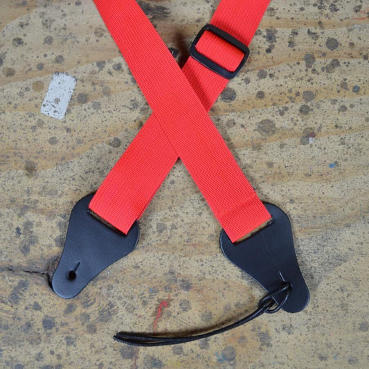 Colonial Leather Ukulele Strap - Red, 40mm Webbing, 2mm Genuine Leather Ends, Adjustable 80cm to 115cm, Made in Australia
