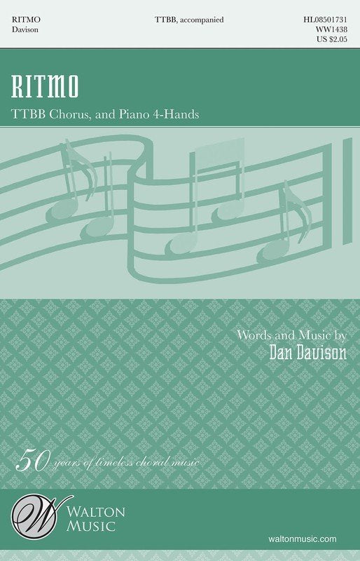 Dan Davison: Ritmo — TTBB/Piano 4 Hands Choral Score (Walton Music)