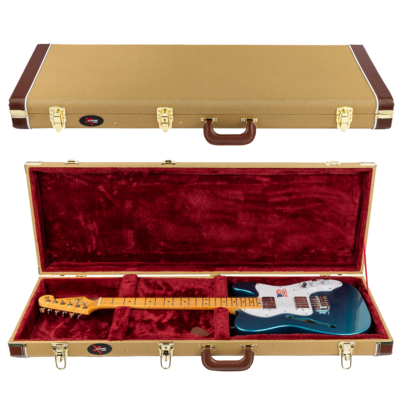 Xtreme Tele Guitar Vintage Rectangular Case - Vintage Grey Tweed with Plush Grey Lining — view 4