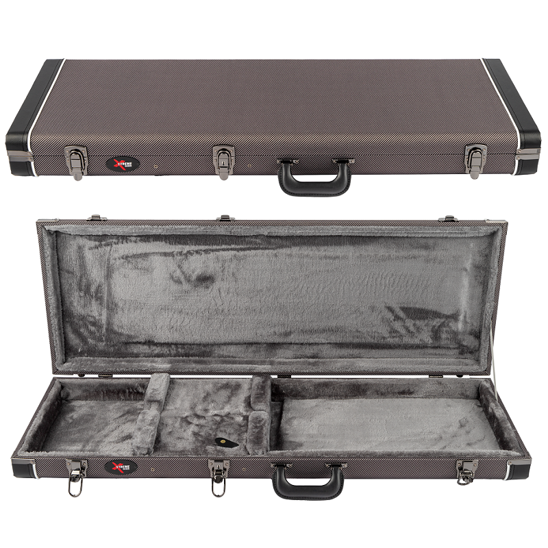 Xtreme Tele Guitar Vintage Rectangular Case - Vintage Grey Tweed with Plush Grey Lining — view 2