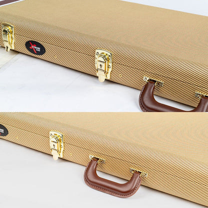 Xtreme Tele Guitar Vintage Rectangular Case - Vintage Yellow Tweed with Plush Burgundy Lining — view 5