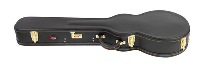 Xtreme DLX LP Case - Les Paul Shaped Guitar Case, Black Vinyl with Orange Stitching
