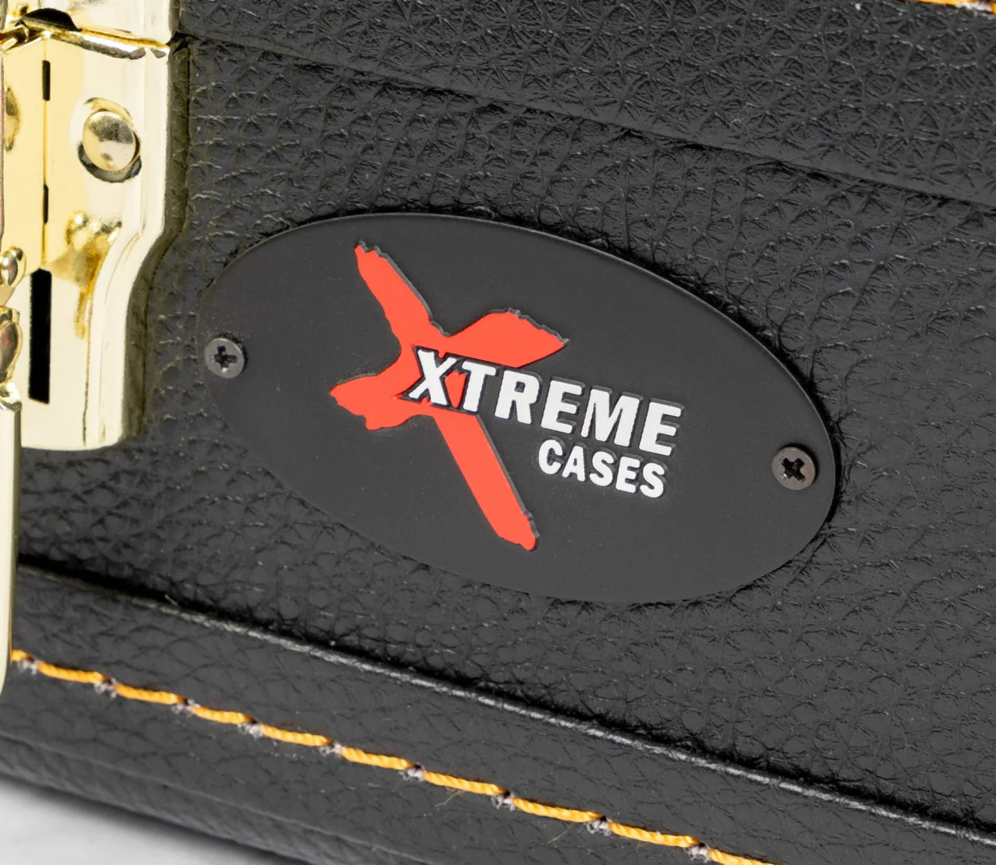 Xtreme DLX LP Case - Les Paul Shaped Guitar Case, Black Vinyl with Orange Stitching — view 5