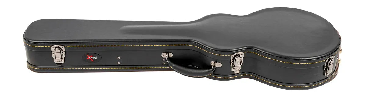 Xtreme Les Paul Shaped Guitar Case - Black Vinyl with Plush Gold Lining