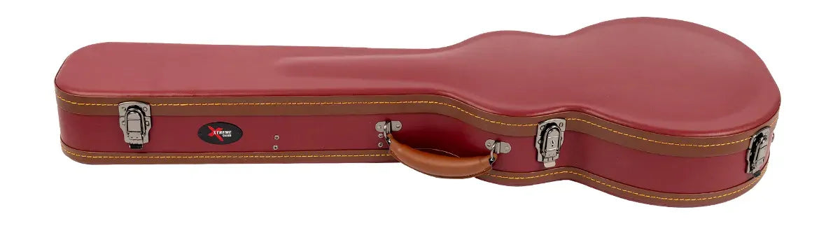 Xtreme Vinyl L.P. Case - Cherry with Brown Trim and Yellow Stitching