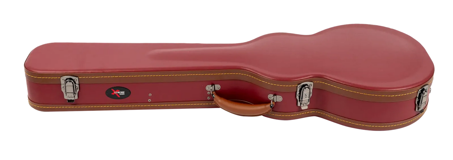 Xtreme Vinyl L.P. Case - Cherry with Brown Trim and Yellow Stitching — view 2