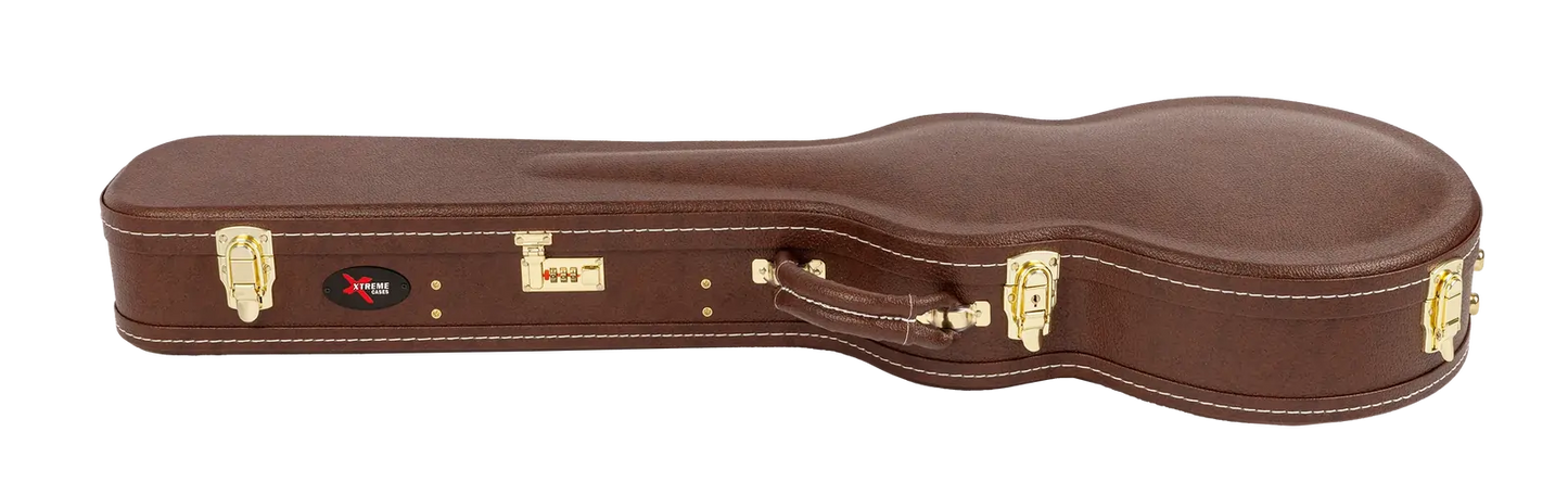 Xtreme Deluxe Brown Les Paul Guitar Case with Plush Pink Lining — view 2