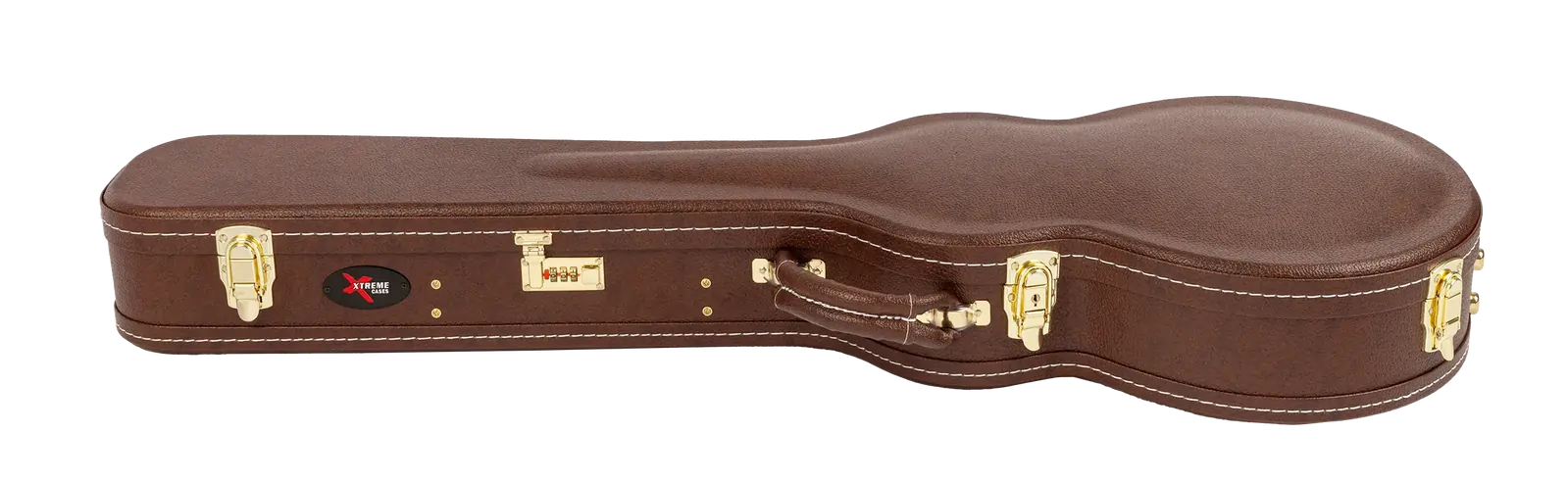 Xtreme Deluxe Brown Les Paul Guitar Case with Plush Pink Lining — view 2