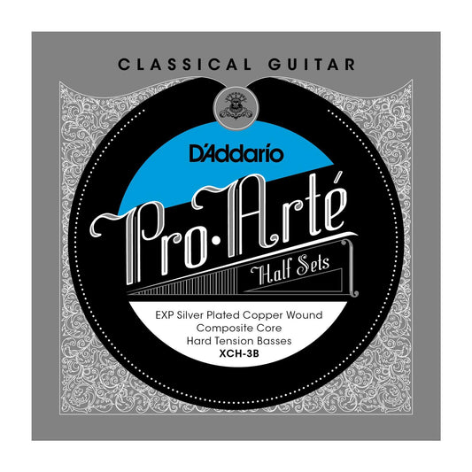 D'Addario XCH-3B Pro-Arte EXP Coated Silver Plated Copper on Composite Core Classical Guitar Half Set, Hard Tension
