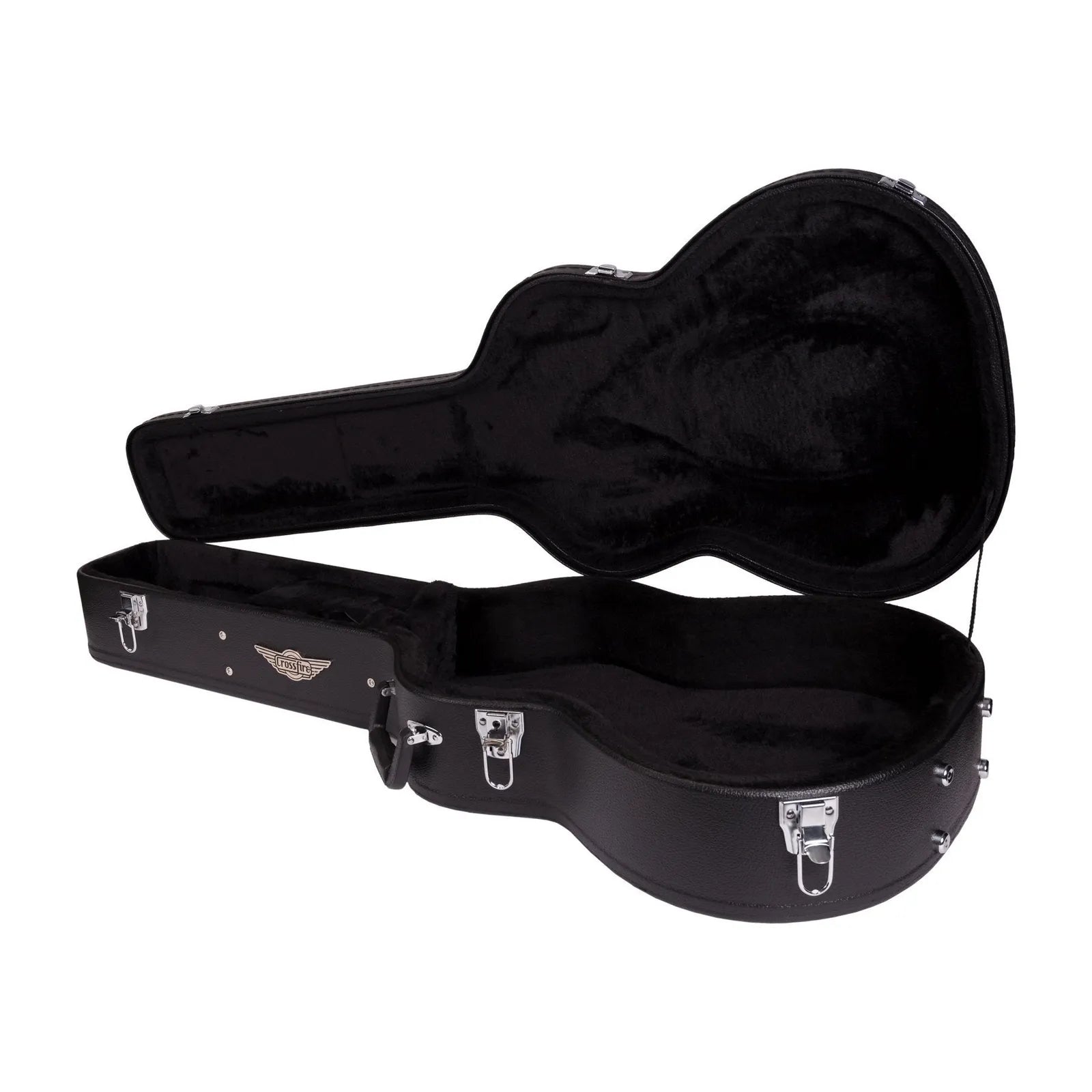 Crossfire Standard Shaped Classical Guitar Hard Case - Black Vinyl, Padded Interior, Accessories Compartment, Lockable Latch — view 4