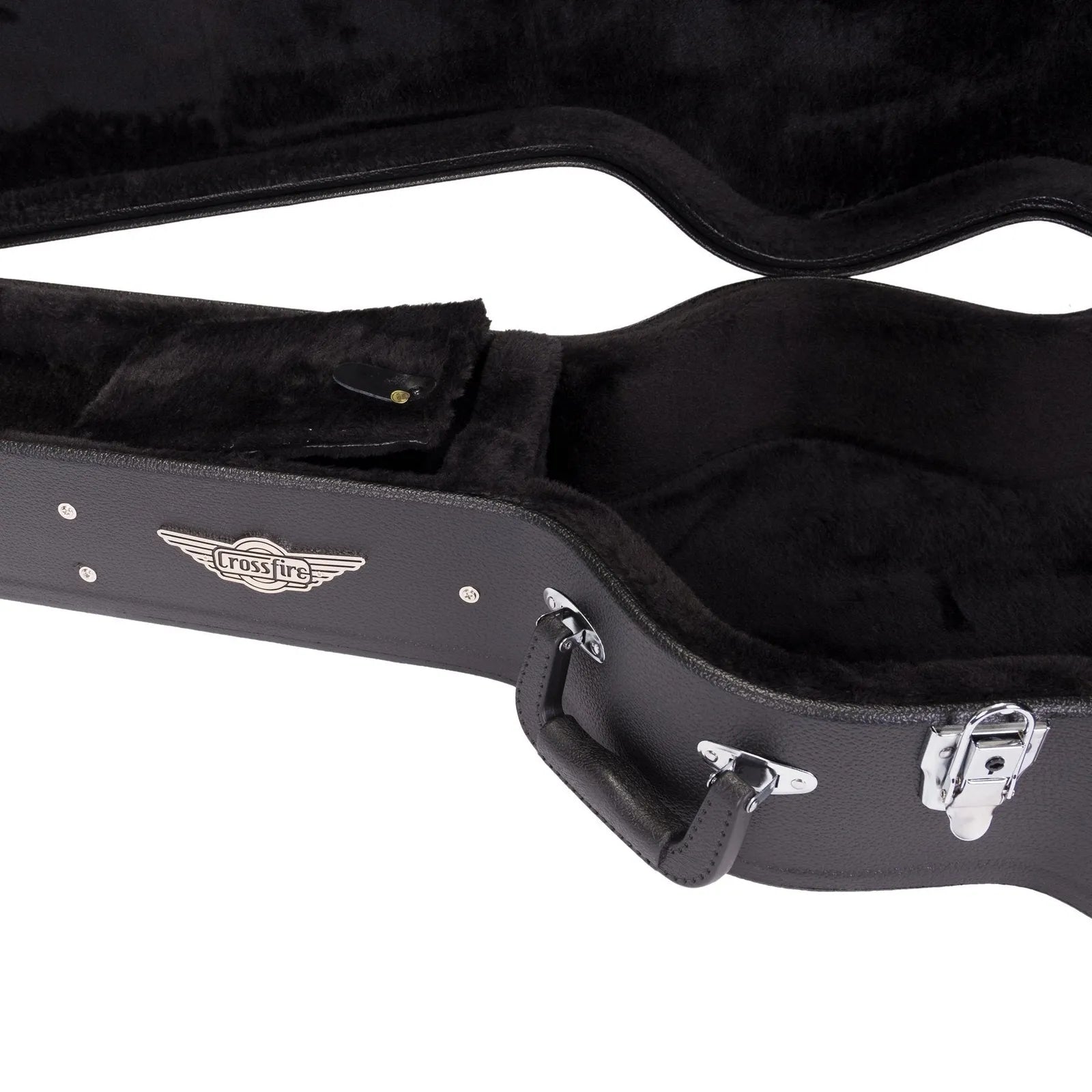 Crossfire Standard Shaped Classical Guitar Hard Case - Black Vinyl, Padded Interior, Accessories Compartment, Lockable Latch — view 5