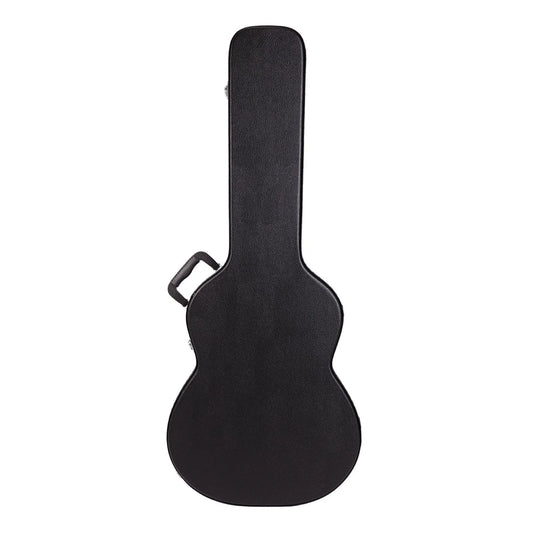 Crossfire Standard Shaped Classical Guitar Hard Case - Black Vinyl, Padded Interior, Accessories Compartment, Lockable Latch