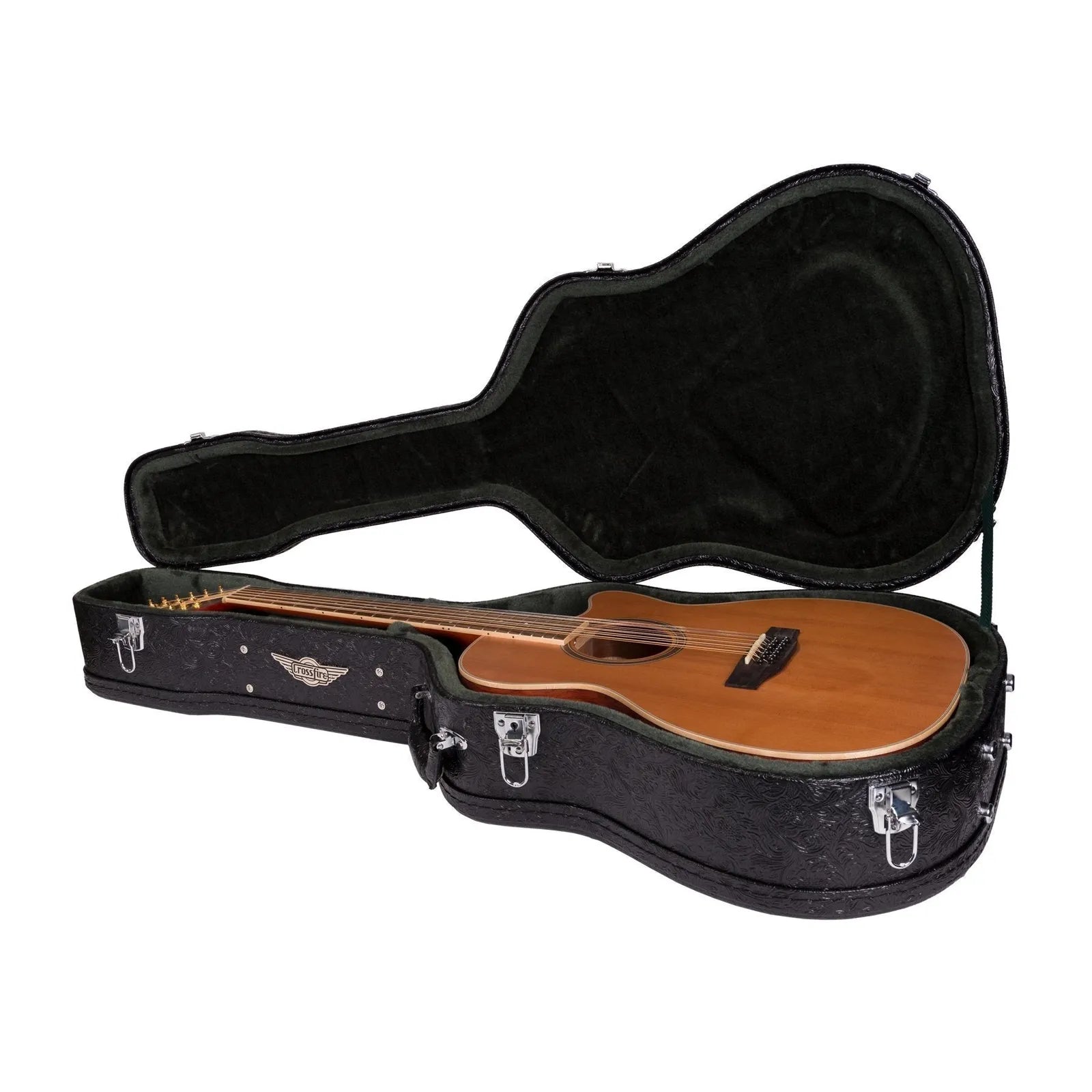 Crossfire Deluxe Shaped 12-String Acoustic Guitar Hard Case - Paisley Black — view 3
