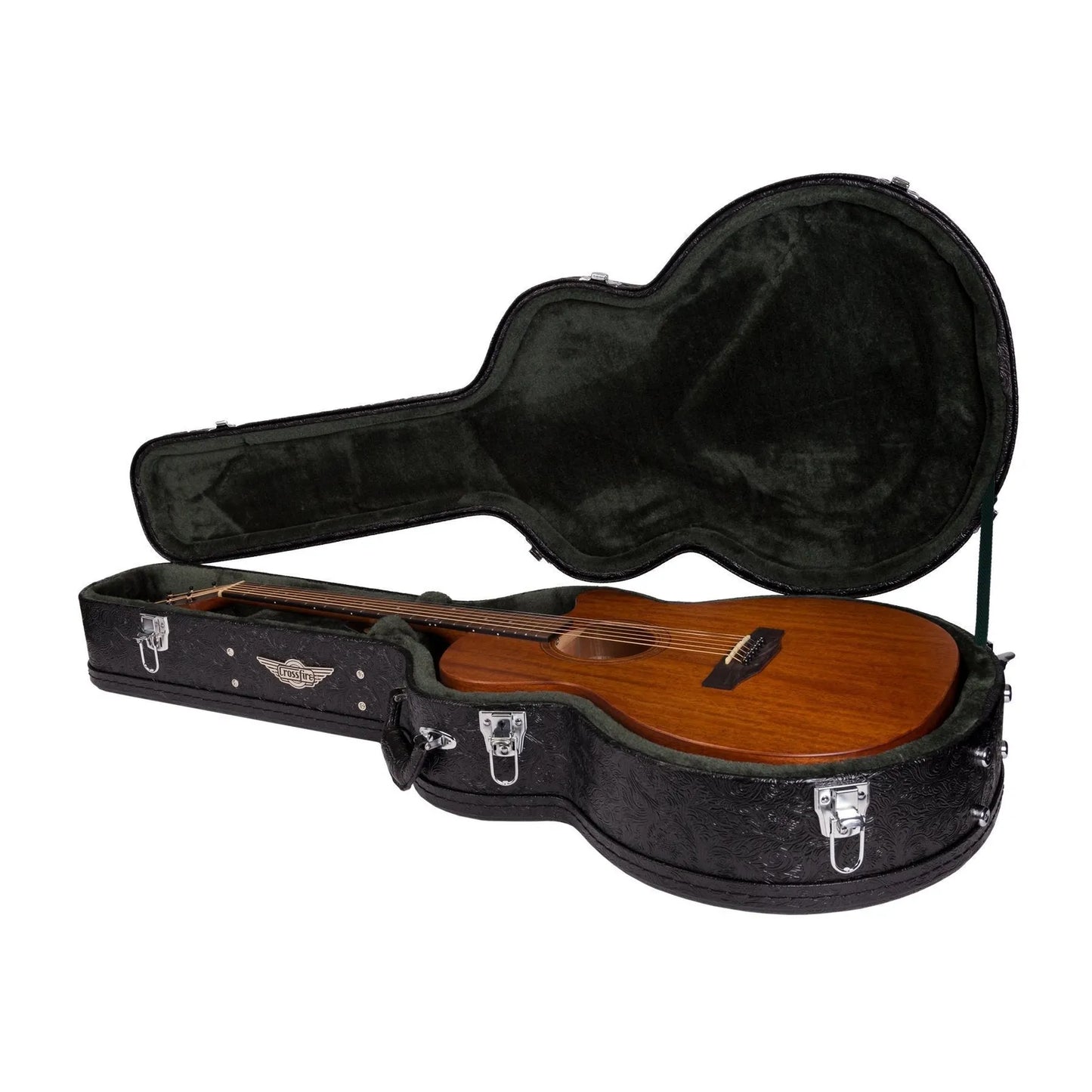 Crossfire Deluxe Shaped Small Body Acoustic Guitar Hard Case - Paisley Black — view 3