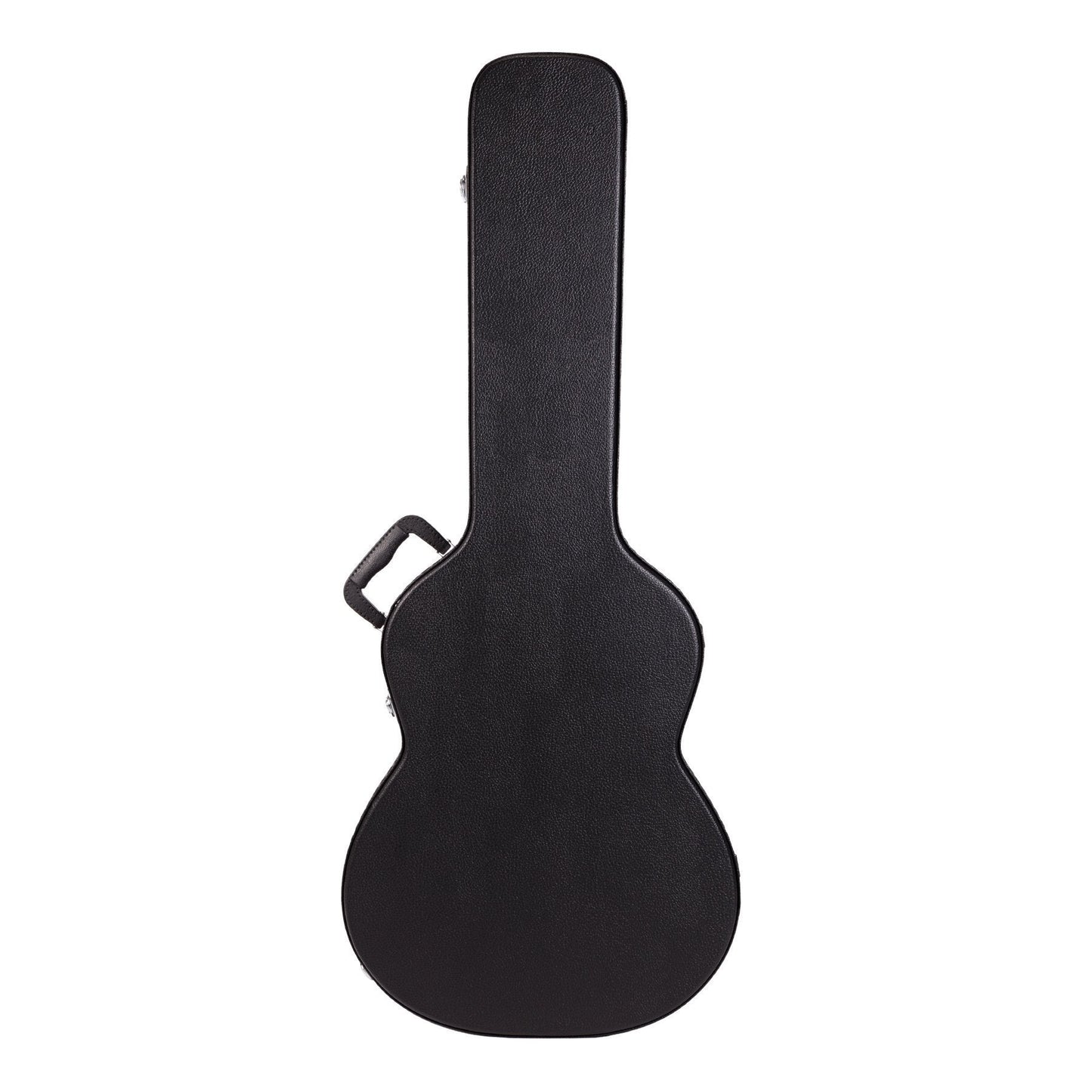 Crossfire Standard Shaped Parlour Guitar Hard Case - Black Vinyl, Plywood Construction, Padded Interior, Accessories Compartment, Lockable Latch
