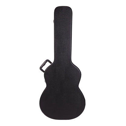 Crossfire Standard Shaped Parlour Guitar Hard Case - Black Vinyl, Plywood Construction, Padded Interior, Accessories Compartment, Lockable Latch