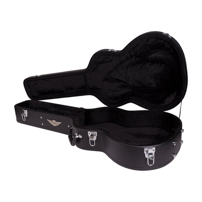 Crossfire Standard Shaped Parlour Guitar Hard Case - Black Vinyl, Plywood Construction, Padded Interior, Accessories Compartment, Lockable Latch — view 3