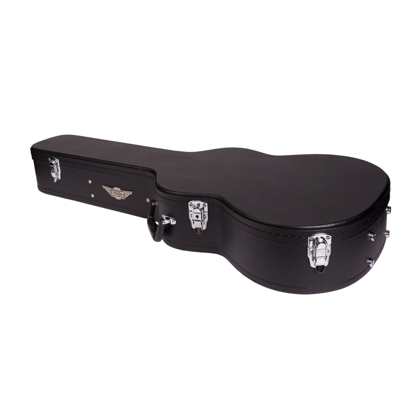 Crossfire Standard Shaped Parlour Guitar Hard Case - Black Vinyl, Plywood Construction, Padded Interior, Accessories Compartment, Lockable Latch — view 5