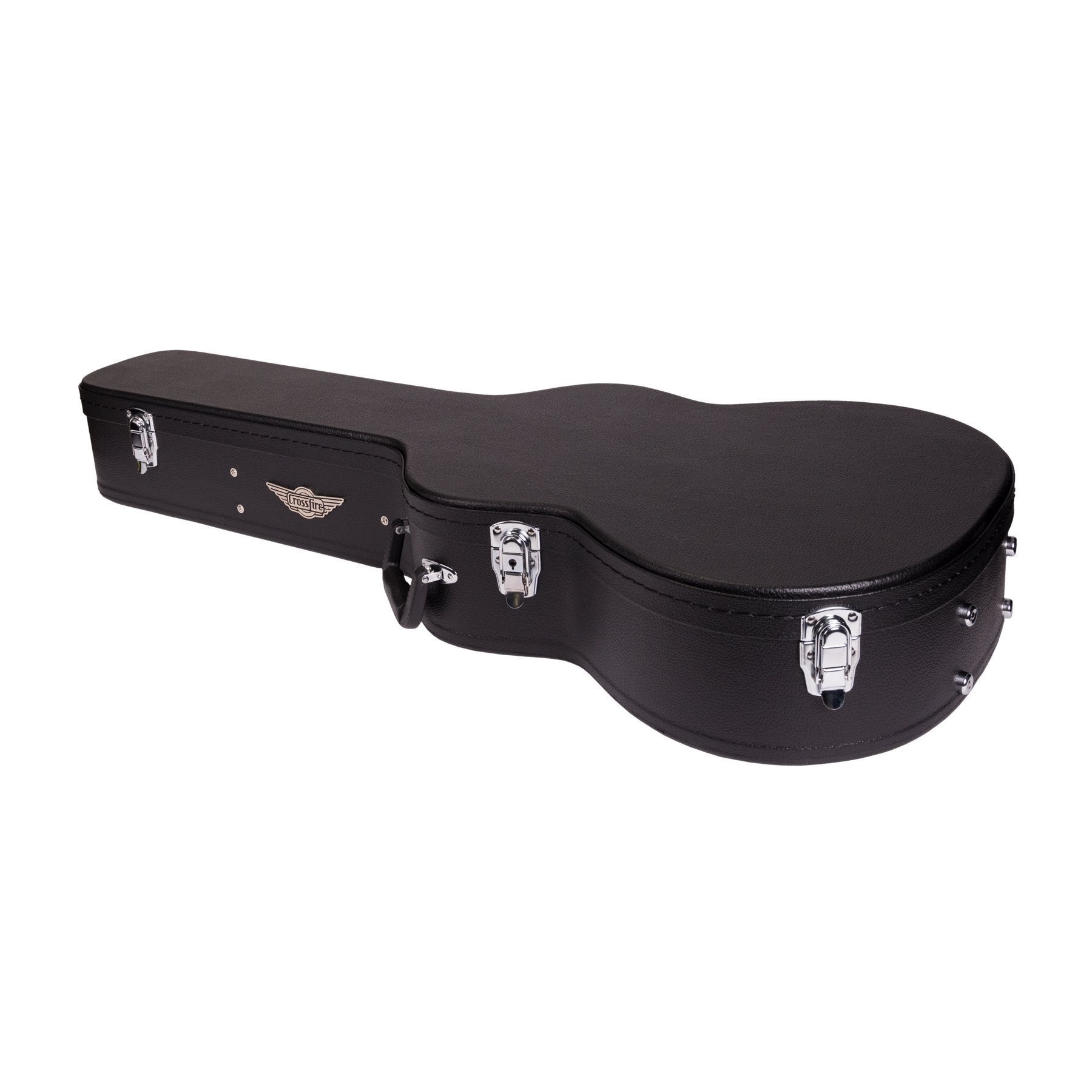 Crossfire Standard Shaped Parlour Guitar Hard Case - Black Vinyl, Plywood Construction, Padded Interior, Accessories Compartment, Lockable Latch — view 5
