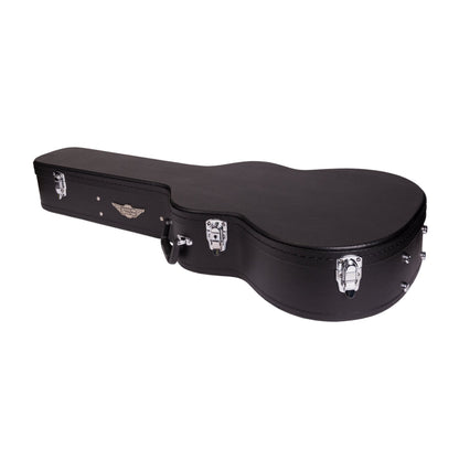 Crossfire Standard Shaped Parlour Guitar Hard Case - Black Vinyl, Plywood Construction, Padded Interior, Accessories Compartment, Lockable Latch — view 5