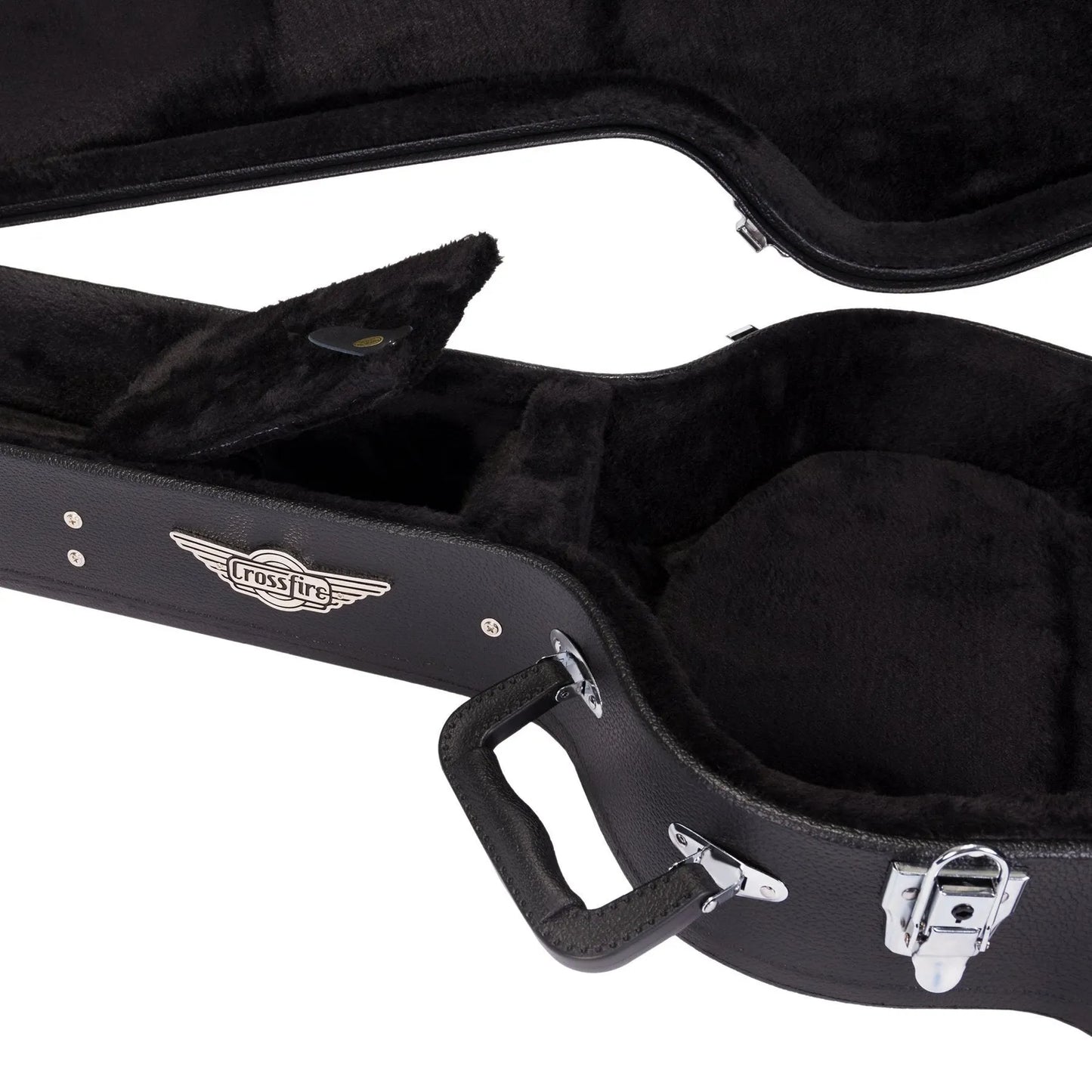 Crossfire 335-Style Electric Guitar Hard Case - Black Vinyl, Plywood, Plush Interior, Accessories Compartment, Lockable Latch — view 5
