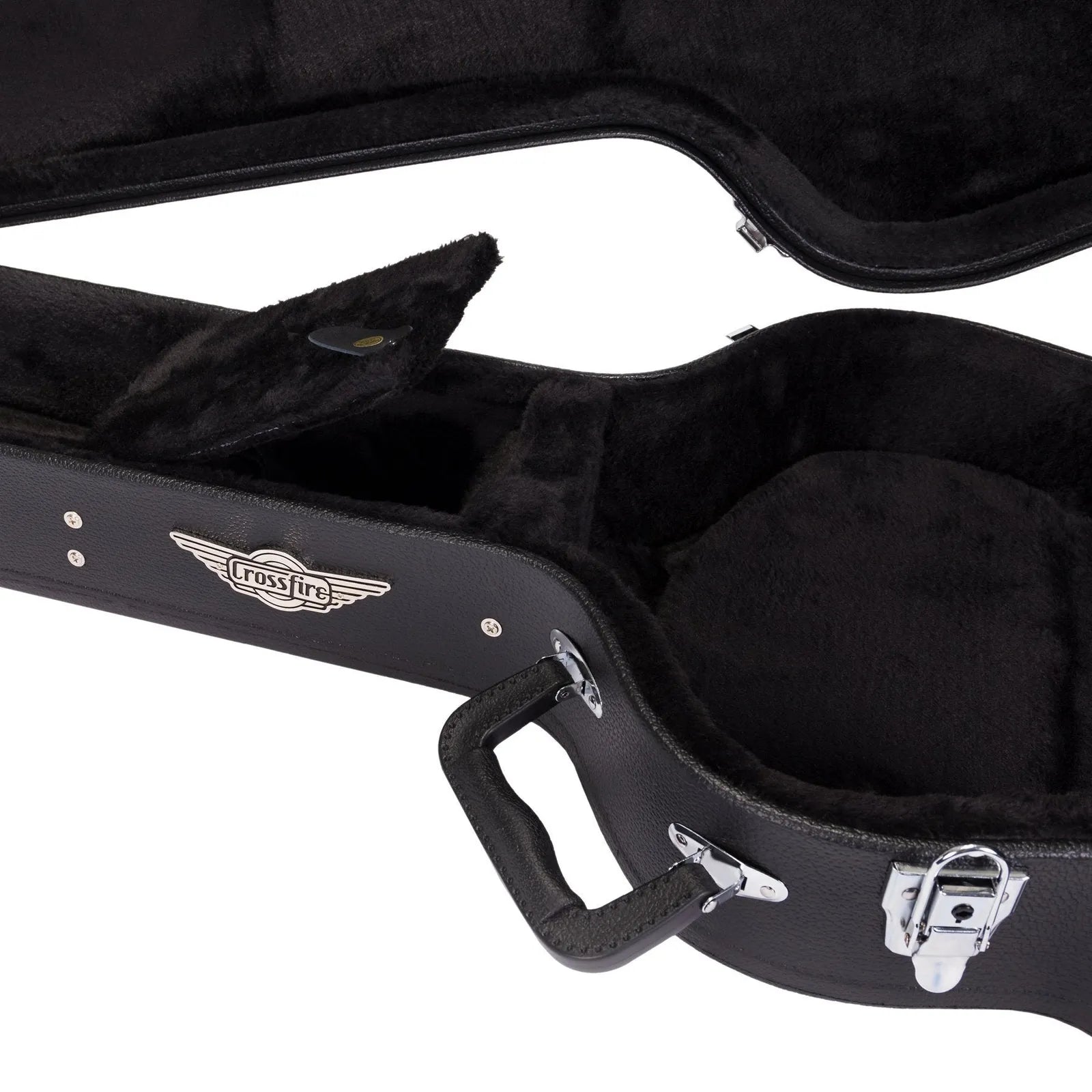 Crossfire 335-Style Electric Guitar Hard Case - Black Vinyl, Plywood, Plush Interior, Accessories Compartment, Lockable Latch — view 5
