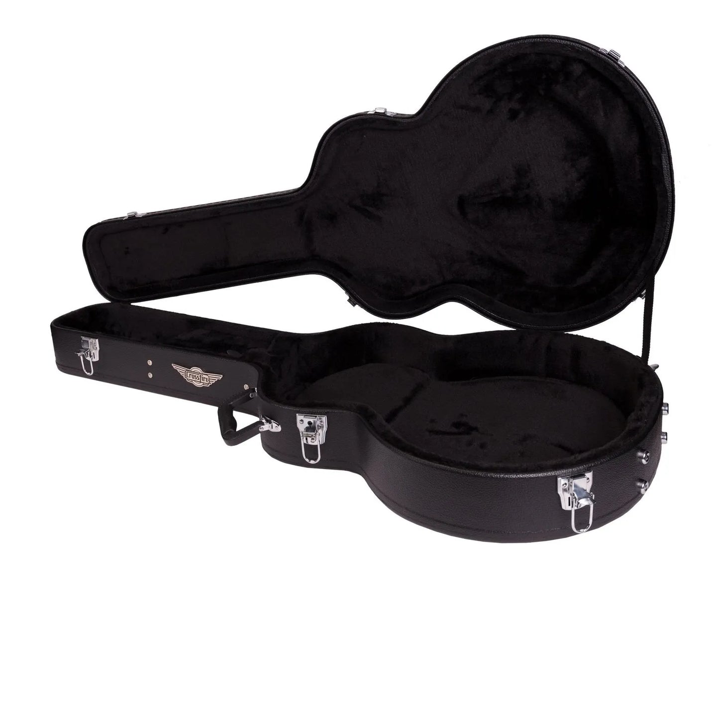 Crossfire 335-Style Electric Guitar Hard Case - Black Vinyl, Plywood, Plush Interior, Accessories Compartment, Lockable Latch — view 4