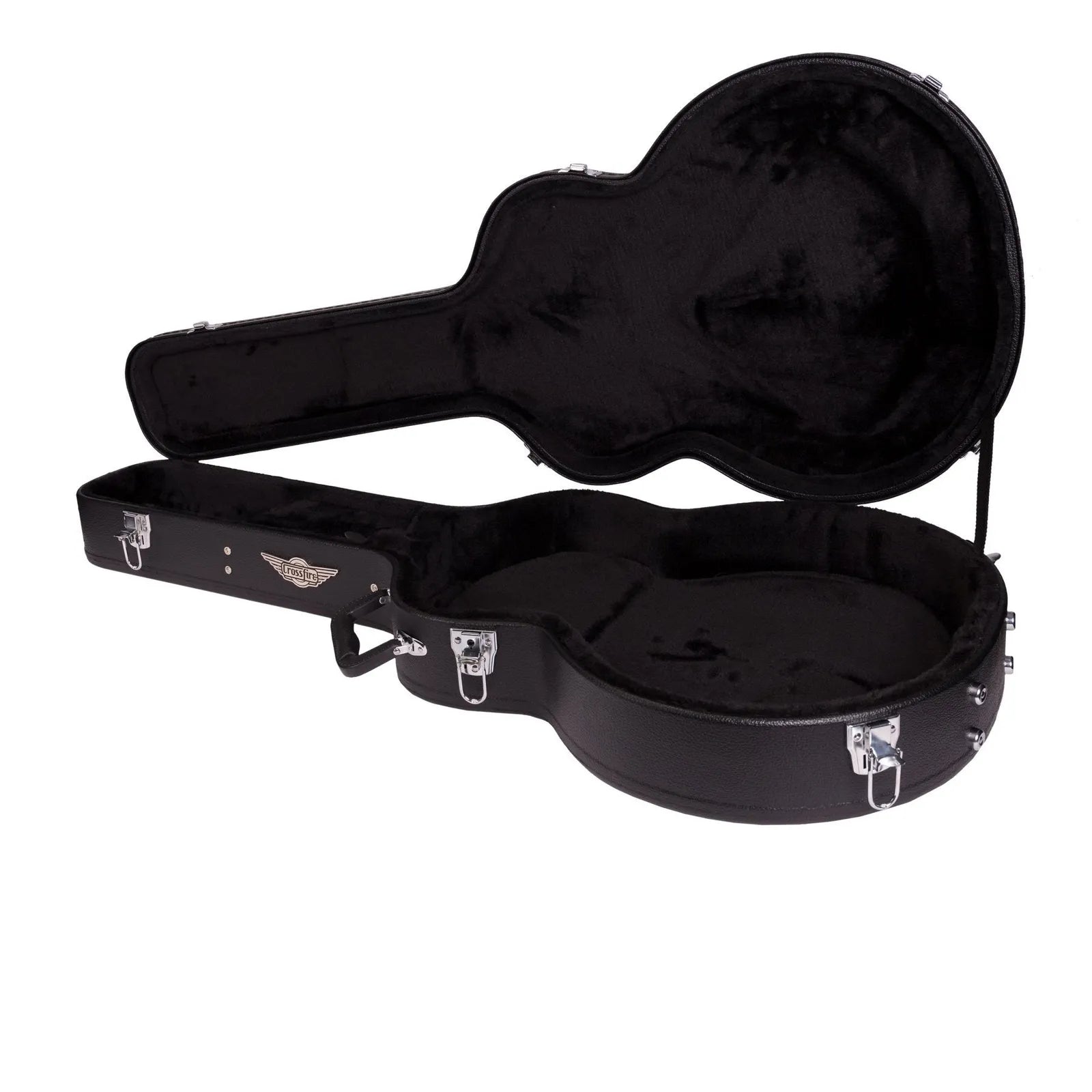 Crossfire 335-Style Electric Guitar Hard Case - Black Vinyl, Plywood, Plush Interior, Accessories Compartment, Lockable Latch — view 4