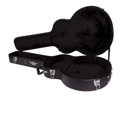 Crossfire 335-Style Electric Guitar Hard Case - Black Vinyl, Plywood, Plush Interior, Accessories Compartment, Lockable Latch — view 4