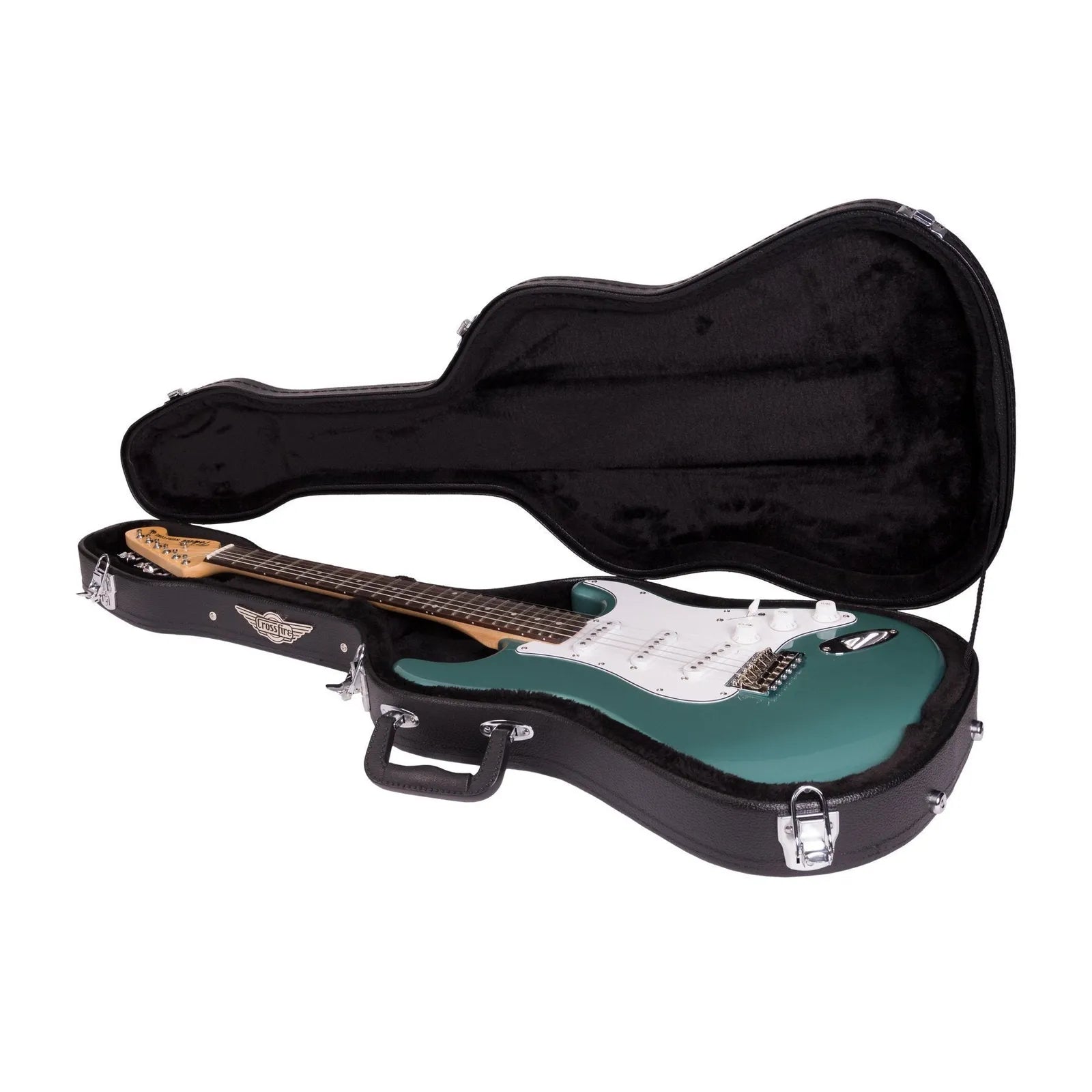 Crossfire Standard Shaped ST-Style Electric Guitar Hard Case - Black Vinyl — view 3