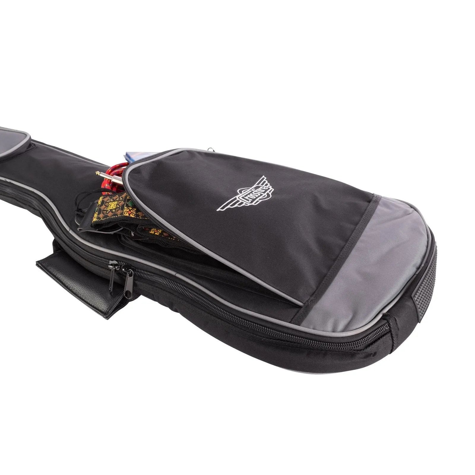 Crossfire Standard Padded Electric Guitar Gig Bag - Black, Heavy Duty Nylon, Extra Thick Padding, 2 Accessory Pockets, Backpack Straps — view 3