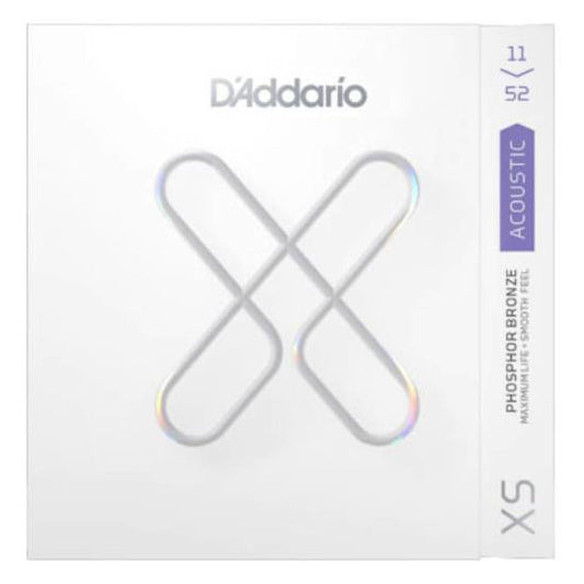 D'Addario XSAPB1152 Acoustic Guitar Strings Coated XS Phosphor Bronze 11-52 Custom Light