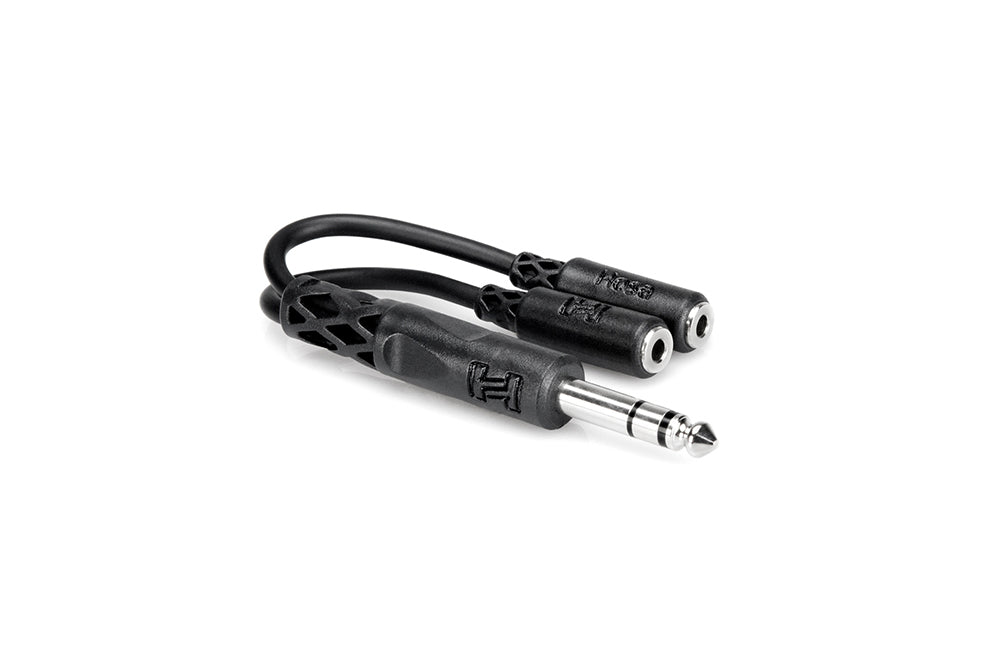 Hosa Y Cable, 1/4 in TRS to Dual 3.5 mm TRSF