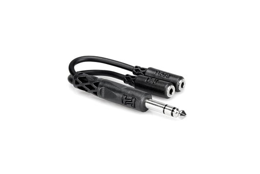 Hosa Y Cable, 1/4 in TRS to Dual 3.5 mm TRSF