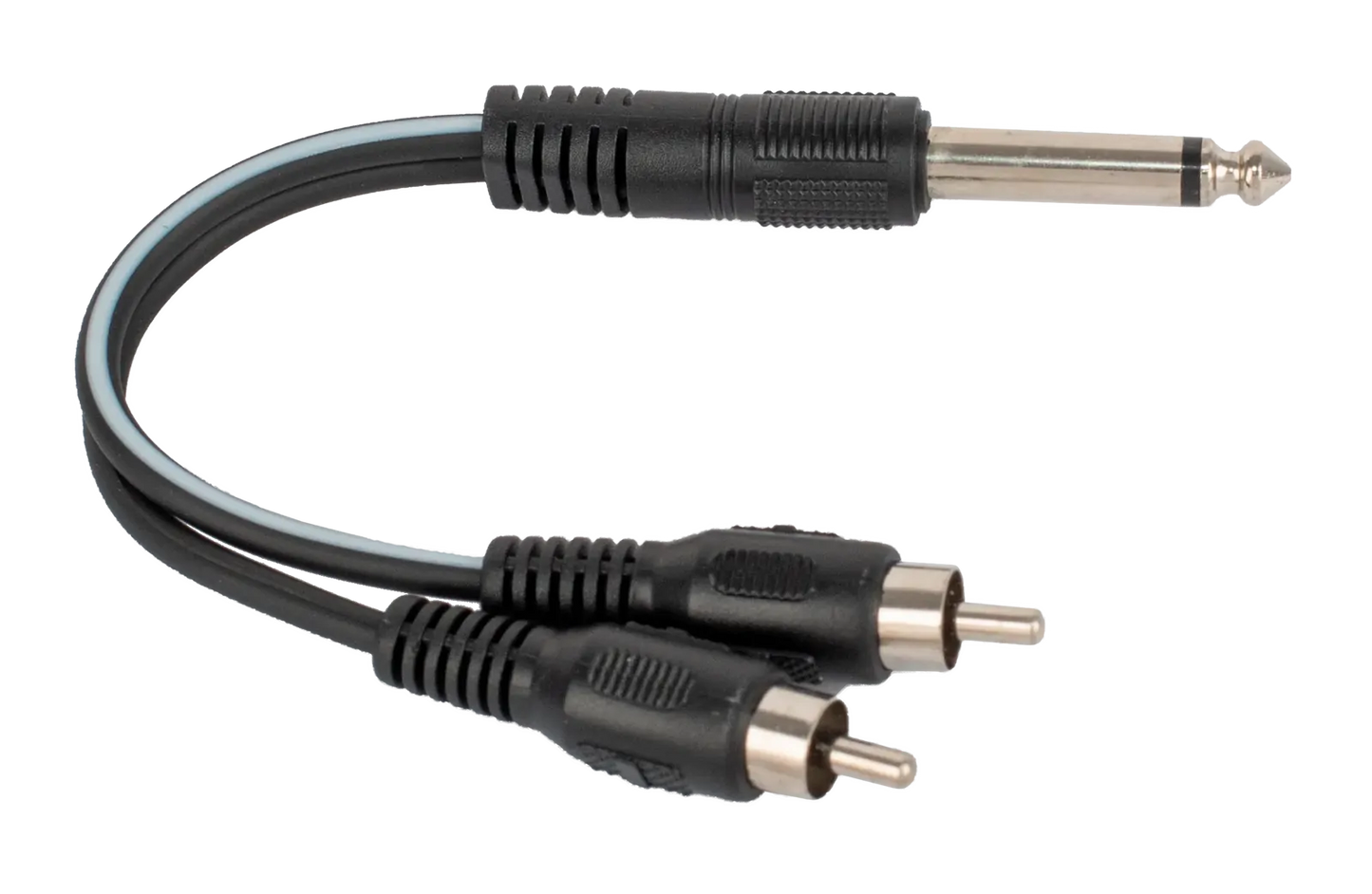 AMS 6 Inch Y Cable 1/4 Inch Mono Jack Male to 2 RCA Male