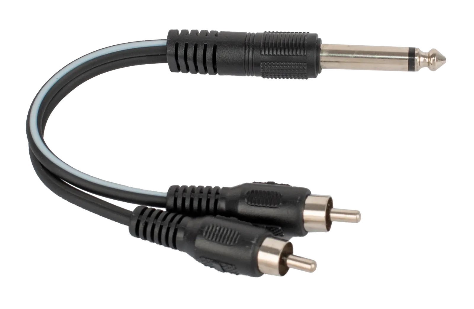 AMS 6 Inch Y Cable 1/4 Inch Mono Jack Male to 2 RCA Male
