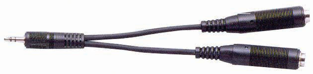 AUSTRALASIAN Lead / Cable 3.5 Stereo Jack - 2 x 6.3 Stereo Sockets  6 Inch