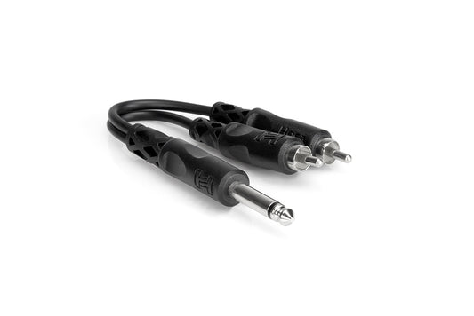 Hosa Y Cable, 1/4 in TS to Dual RCA