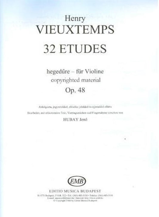 Vieuxtemps - 32 Etudes Op 48 Violin (Softcover Book)