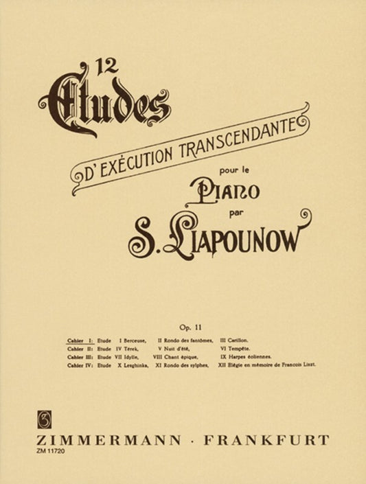 Liapounow - 12 Etudes Op 11 Book 1 No 1-3 (Softcover Book)