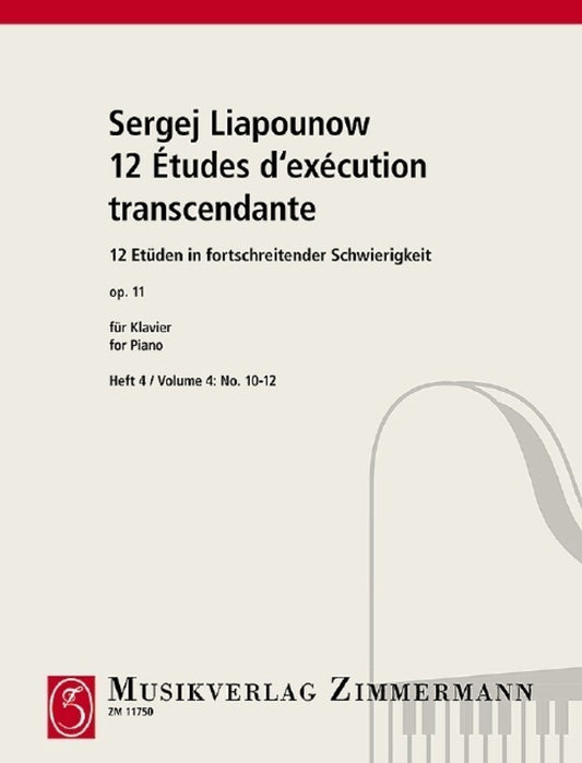 Liapounow - 12 Etudes Op 11 Book 4 No 10-12 (Softcover Book)