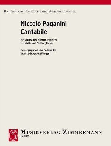 Paganini - Cantabile for Violin/Guitar (Piano) - D Op. 17, AMEB Grade 7, 8 Pages, Publisher: Zimmermann