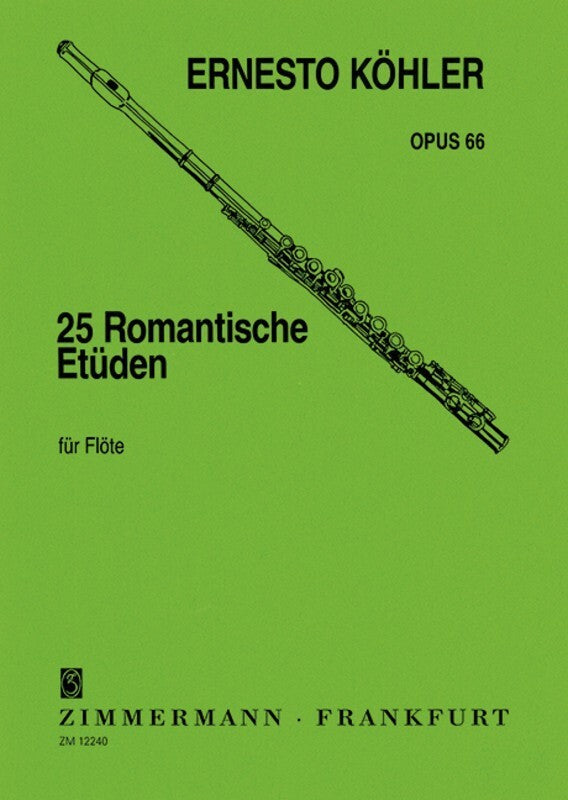 Koehler - 25 Romantic Etudes Op 66 Flute (Softcover Book)