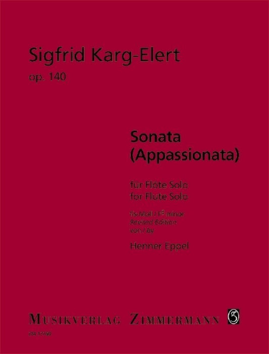 Karg-Elert - Sonata (Appassionata) Op 140 Flute Solo (Softcover Book)