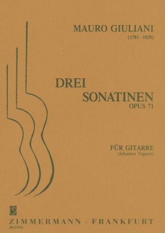 Giuliani - 3 Sonatinas Op 71 For Guitar (Softcover Book)
