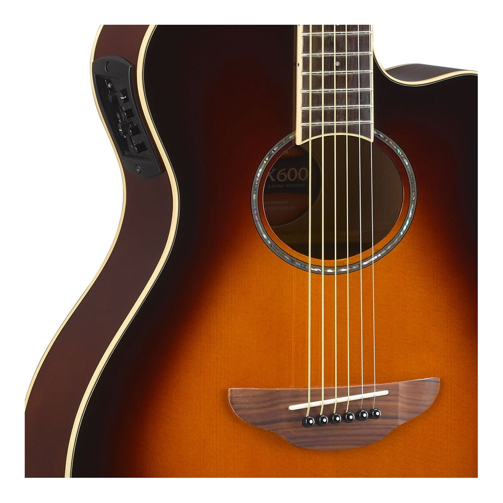 Yamaha APX600 Thinline Acoustic-Electric Guitar - Old Violin Sunburst — view 4