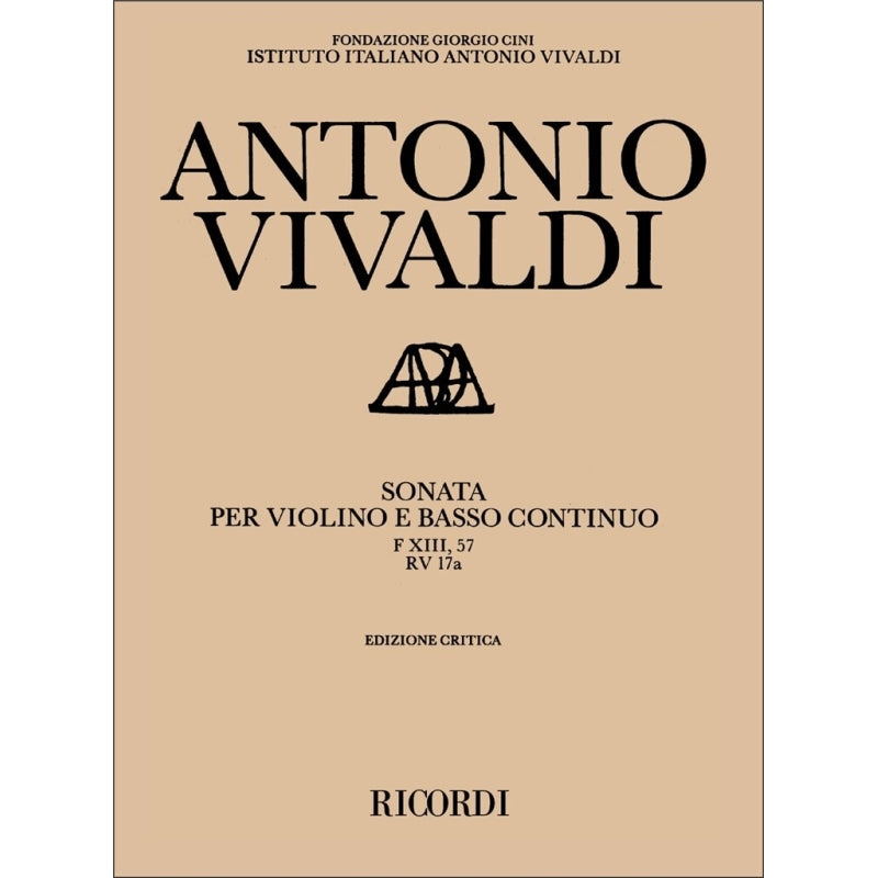 Sonata Per Vl E Bc In Mi Min Rv 17A Book